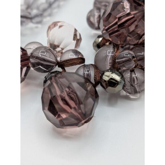 Mark by Avon Smoky Purple Tones Cluster Faceted Beaded Statement 32 Necklace - Picture 4 of 7
